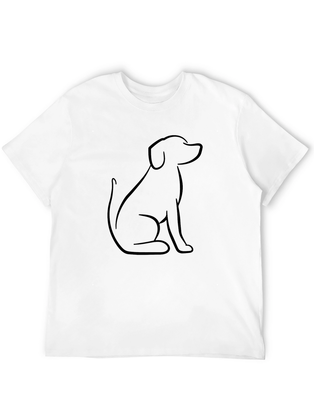 Minimalist Dog Outline Graphic Tee - Black