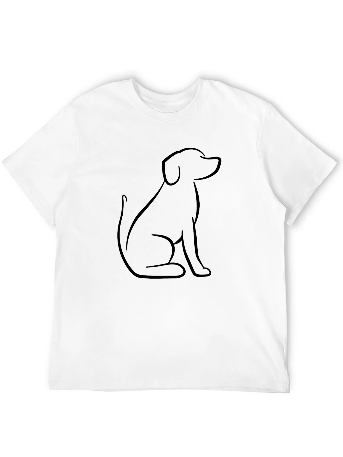 Minimalist Dog Outline Graphic Tee - Black