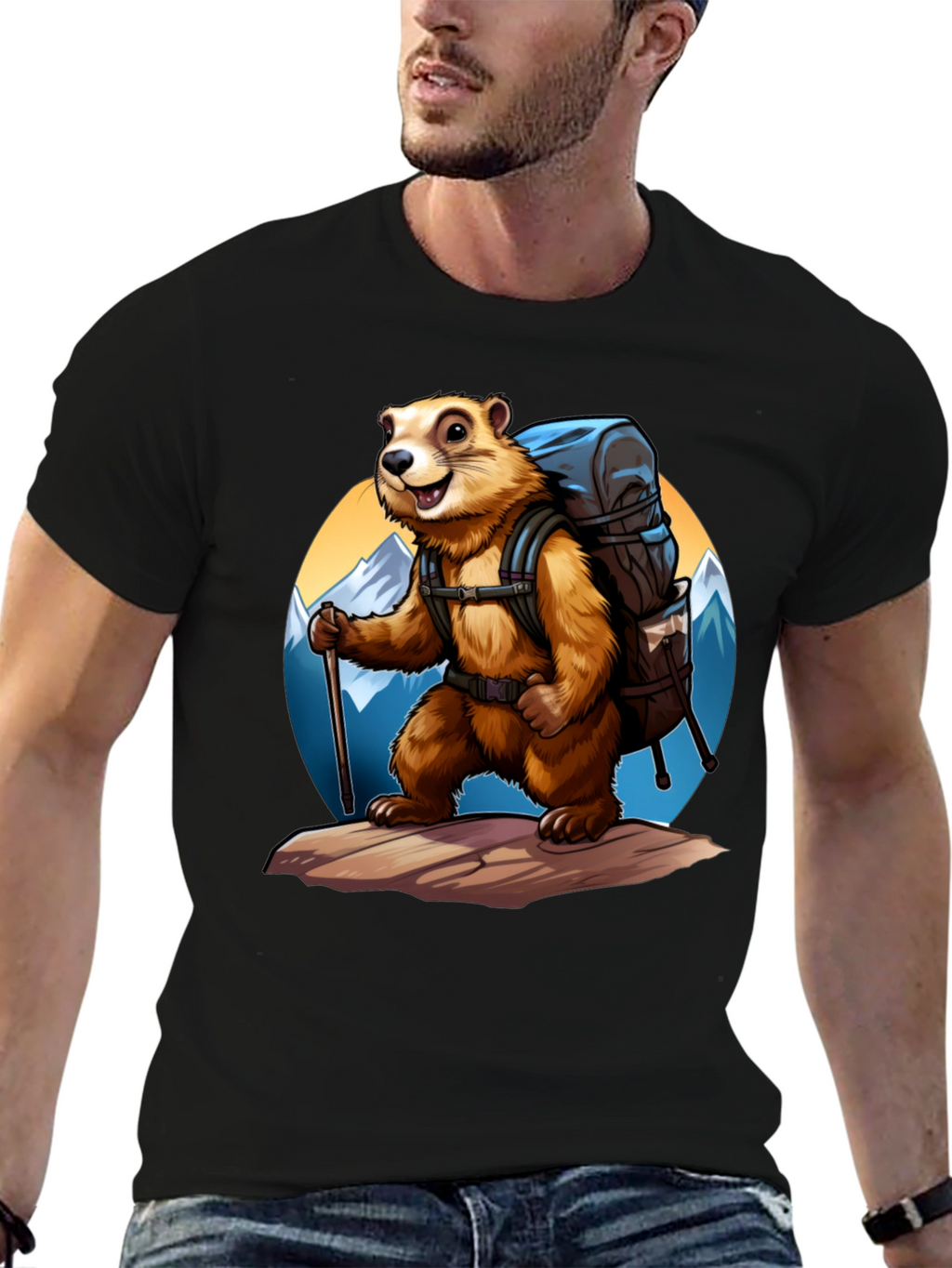 Hiking Marmot Graphic Tee - Adventure Ready!