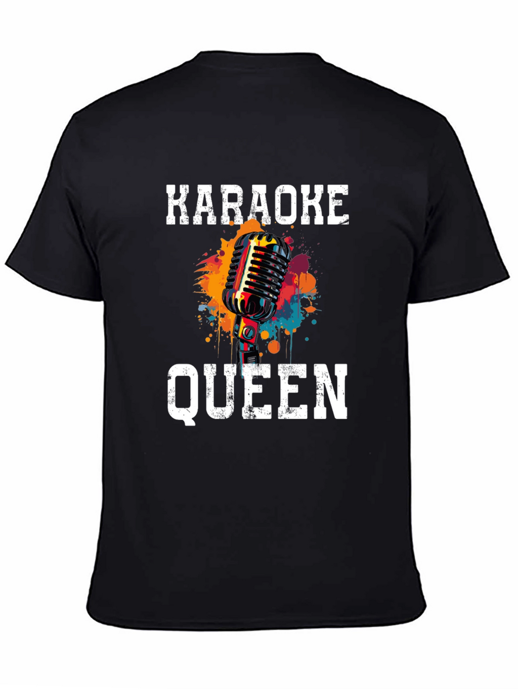 Karaoke Queen Graphic Tee - Retro Microphone Design