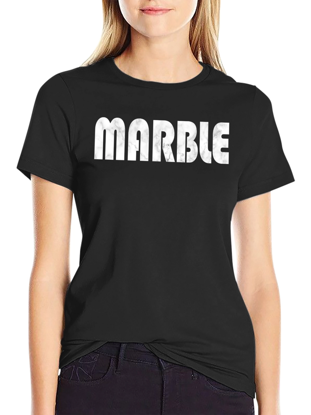 Marble Graphic Print Mens Black T-Shirt