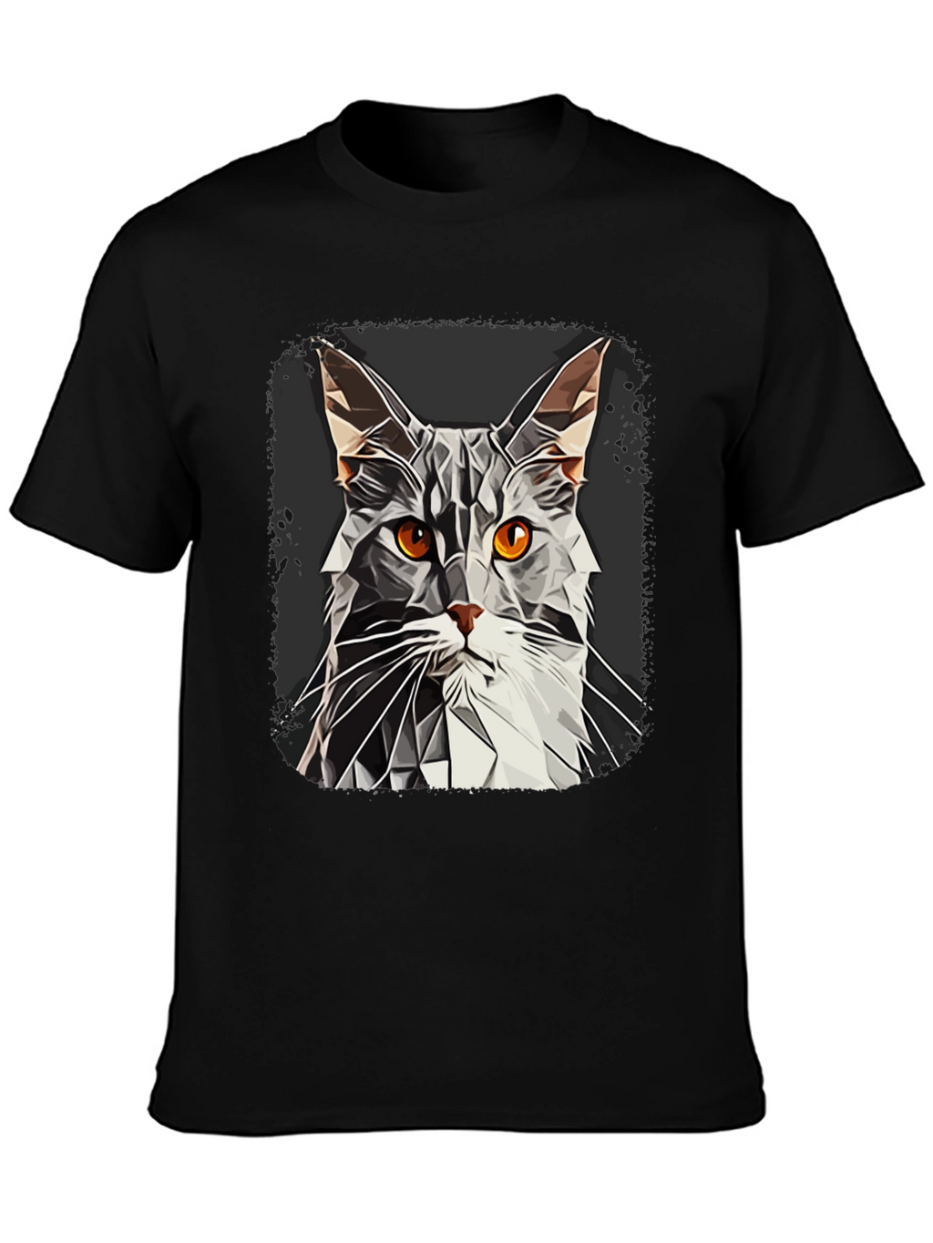 Geometric Cat Graphic Tee - Modern Style