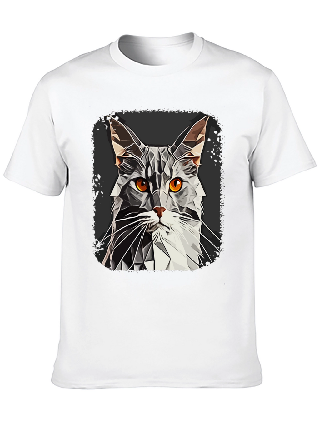 Geometric Cat Graphic Tee - Modern Style