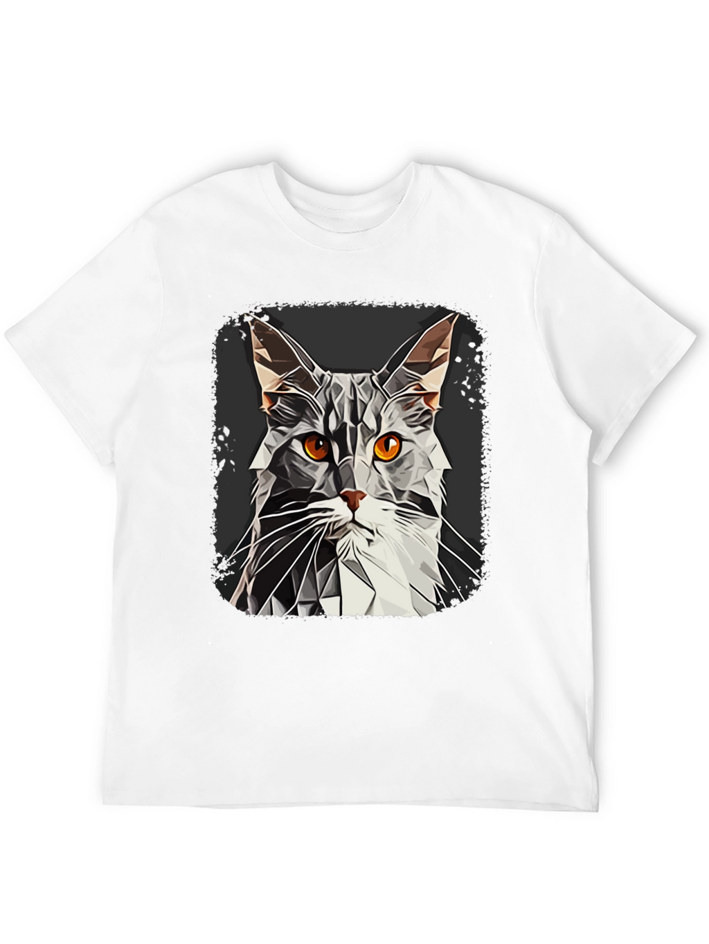 Geometric Cat Graphic Tee - Modern Style