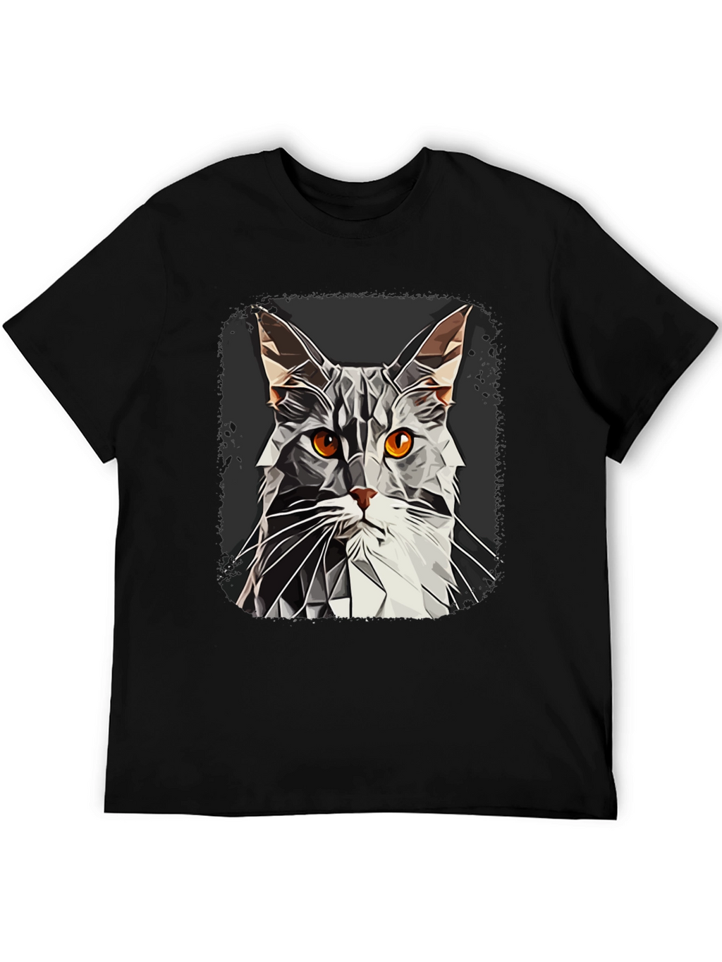Geometric Cat Graphic Tee - Modern Style