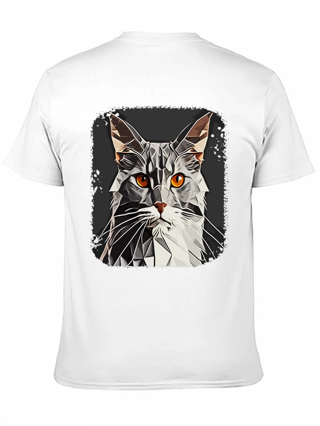 Geometric Cat Graphic Tee - Modern Style