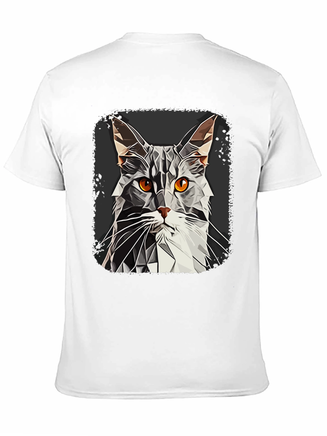 Geometric Cat Graphic Tee - Modern Style