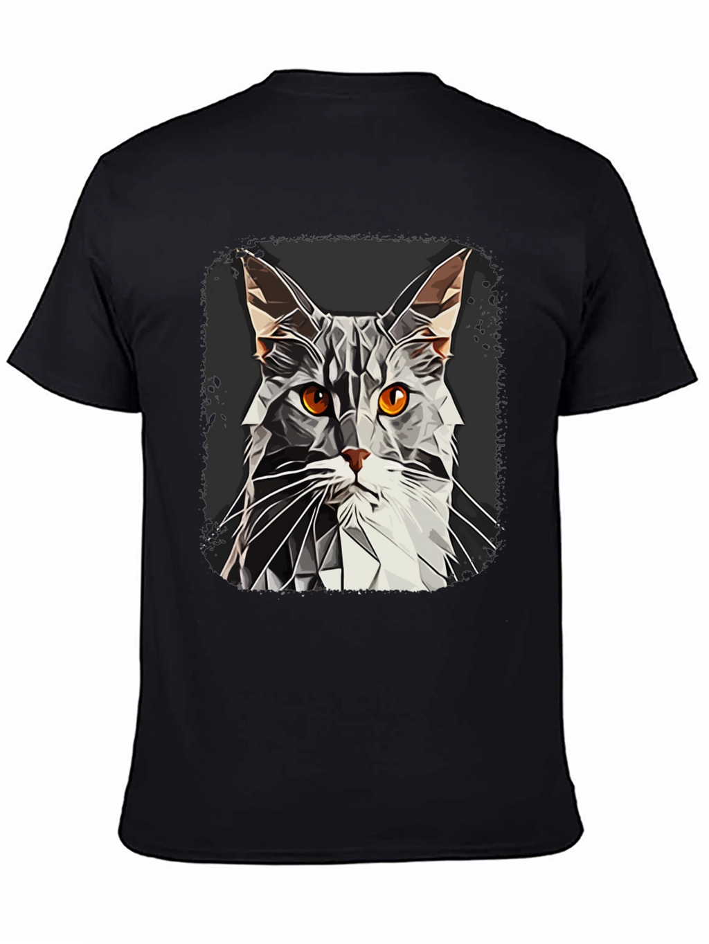Geometric Cat Graphic Tee - Modern Style