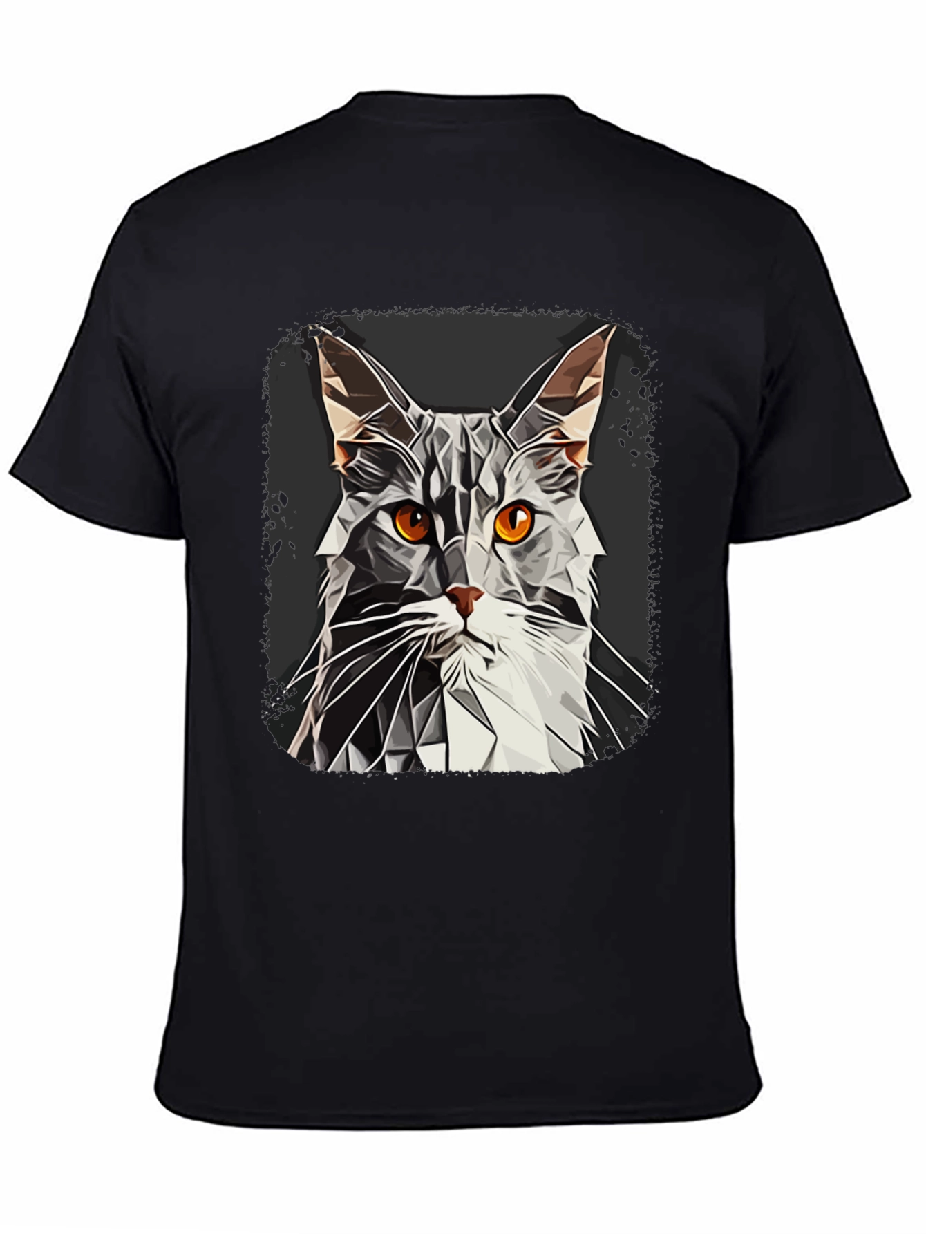 Geometric Cat Graphic Tee - Modern Style
