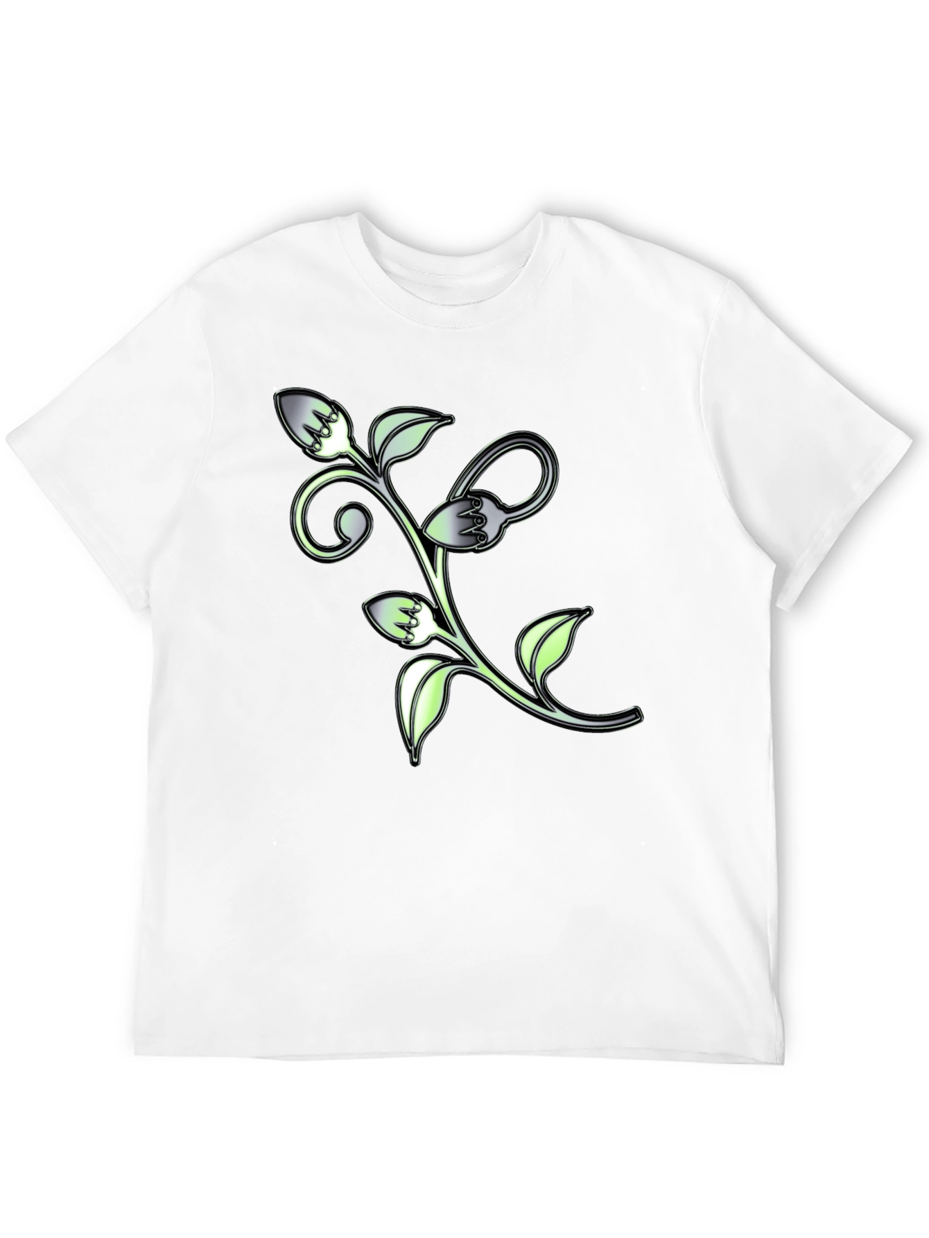 Floral Vine Graphic T-Shirt - Black