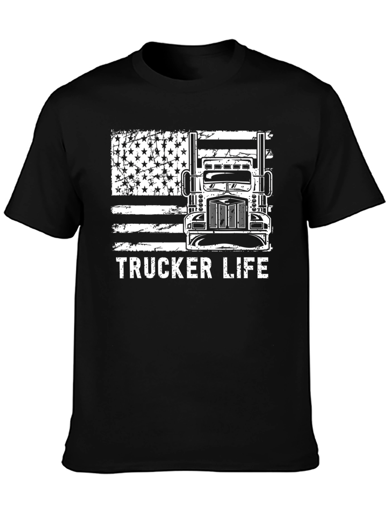Trucker Life American Flag Graphic Tee