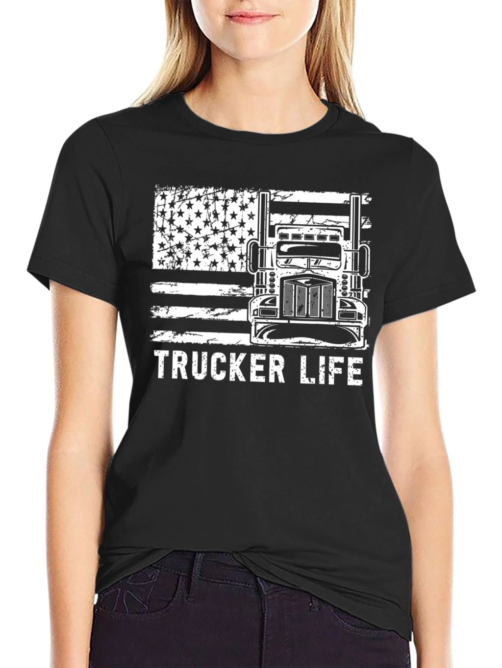 Trucker Life American Flag Graphic Tee