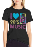 I Love 90s Music T-Shirt Retro Cassette Tape Tee