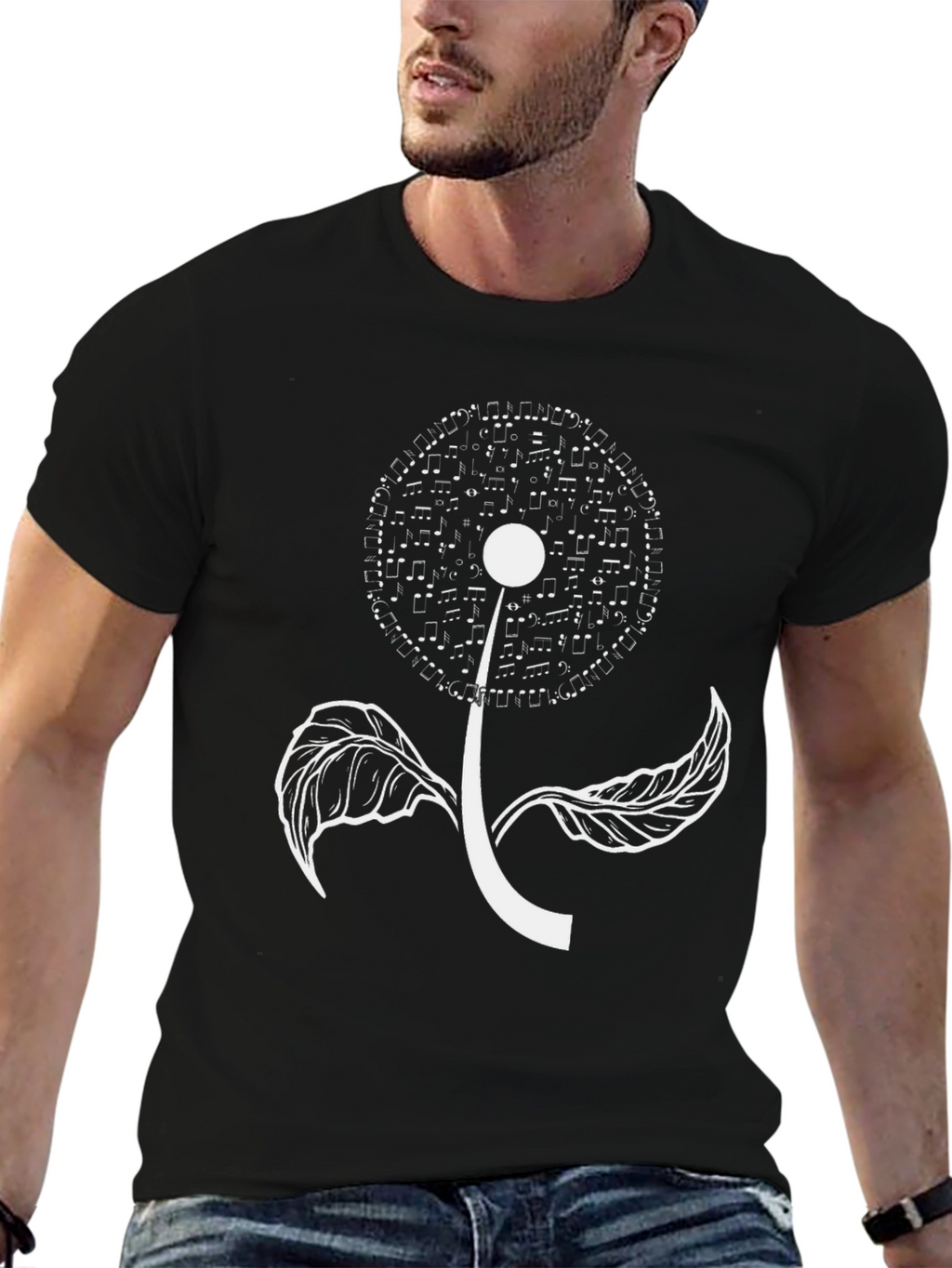 Musical Dandelion Black T-Shirt