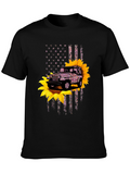 Jeep Sunflower American Flag Graphic T-Shirt