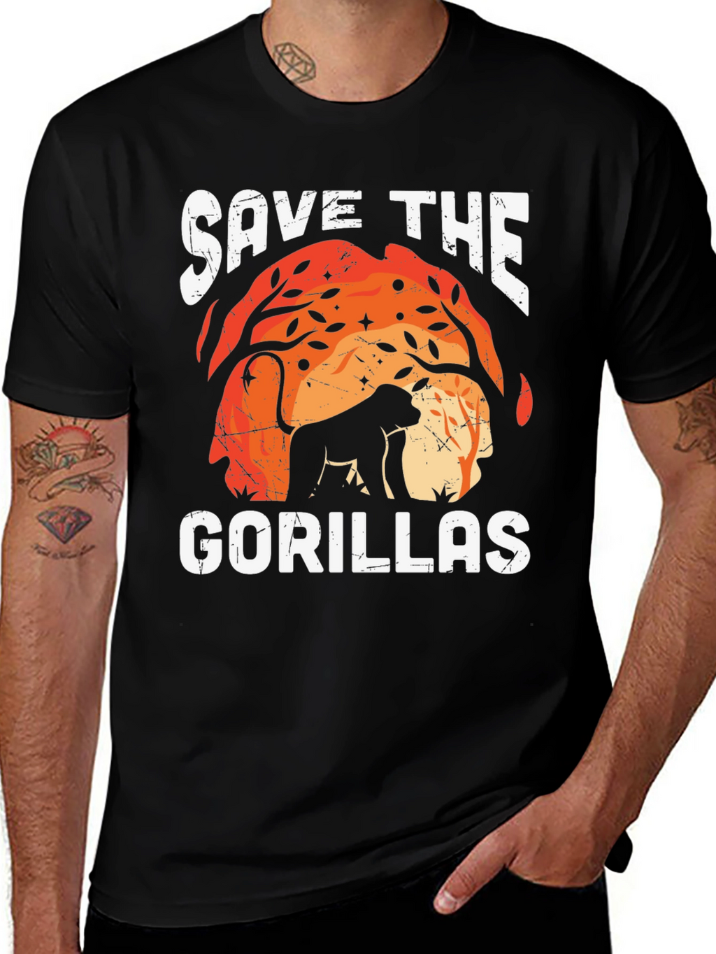 Save the Gorillas Graphic Tee - Black