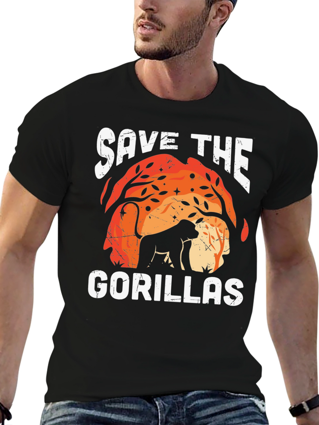 Save the Gorillas Graphic Tee - Black