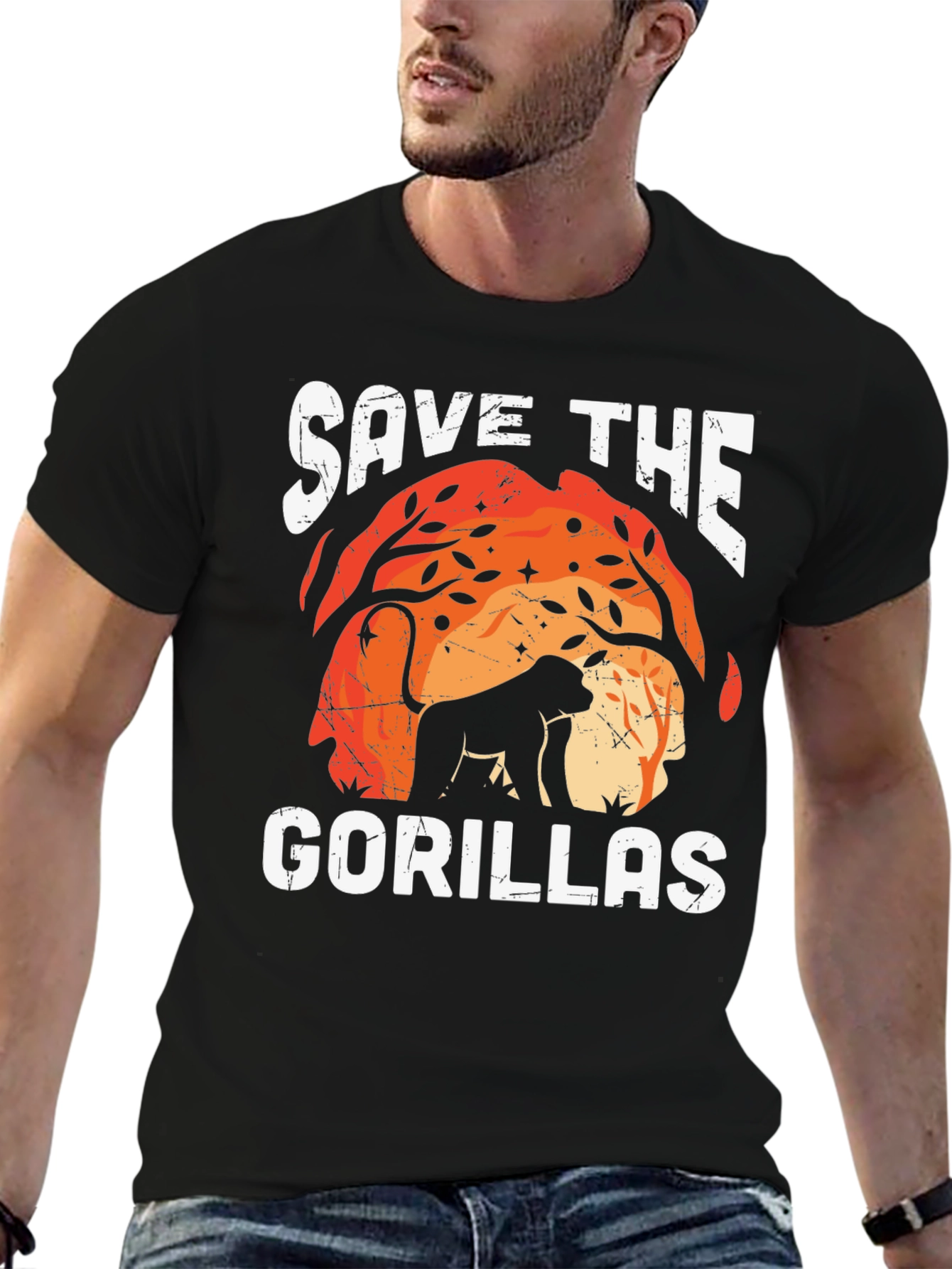 Save the Gorillas Graphic Tee - Black