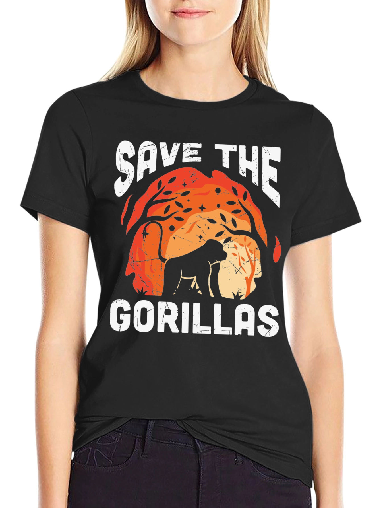 Save the Gorillas Graphic Tee - Black