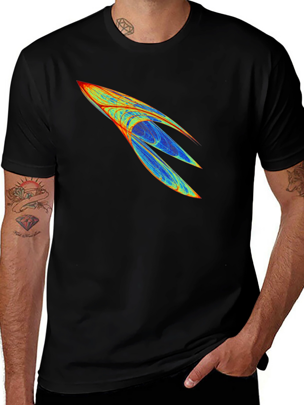 Abstract Rocket Graphic Mens Black Tee
