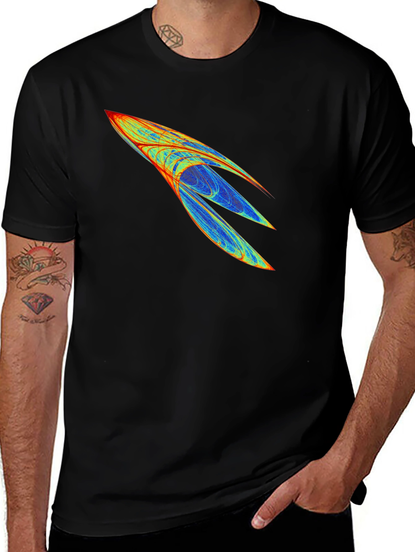 Abstract Rocket Graphic Mens Black Tee