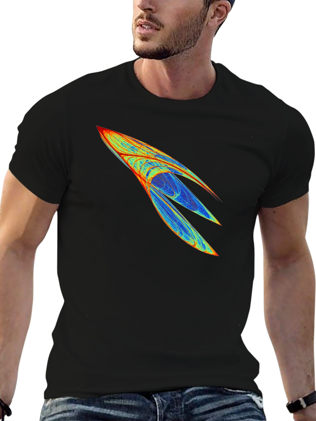 Abstract Rocket Graphic Mens Black Tee