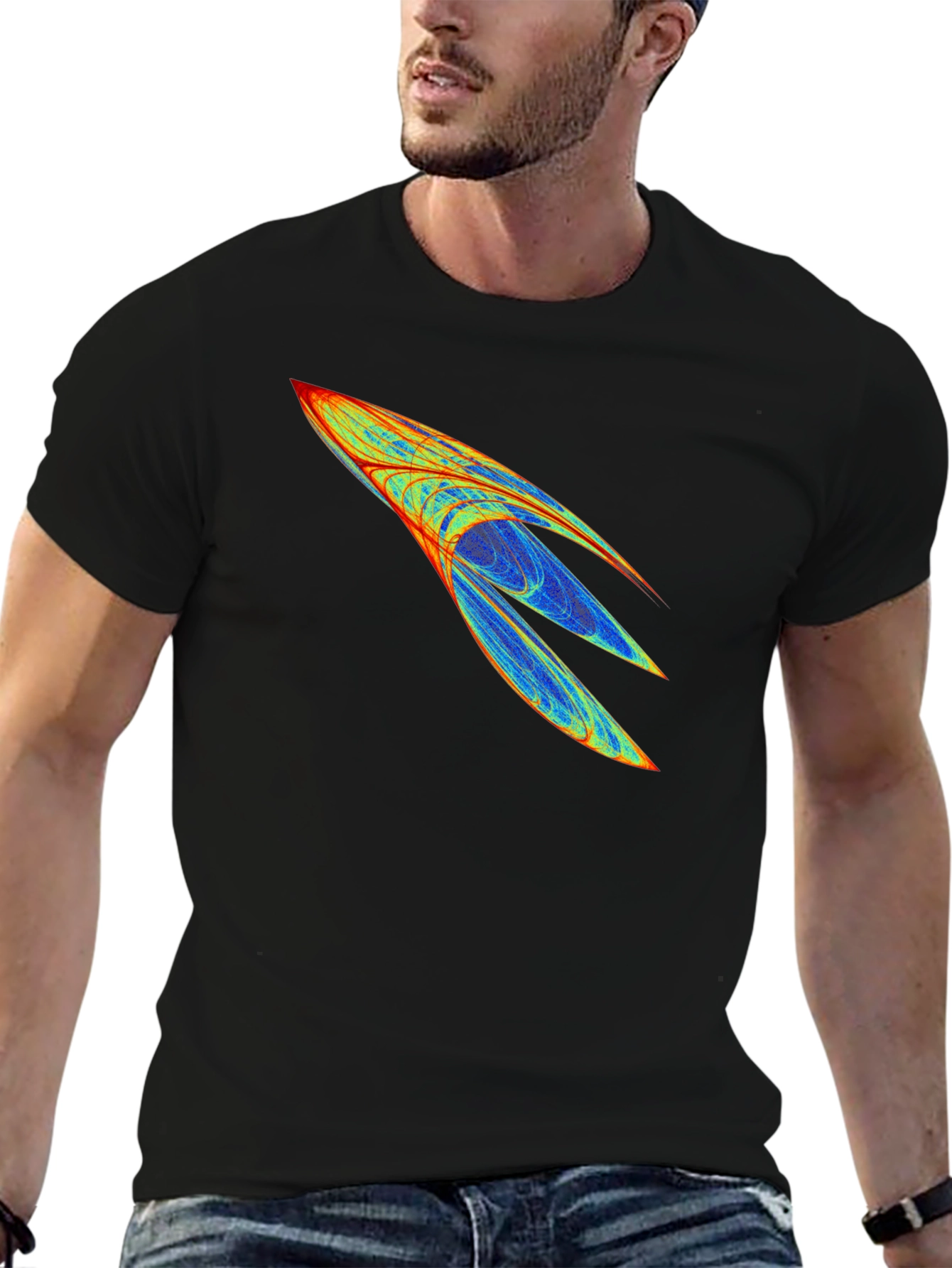 Abstract Rocket Graphic Mens Black Tee