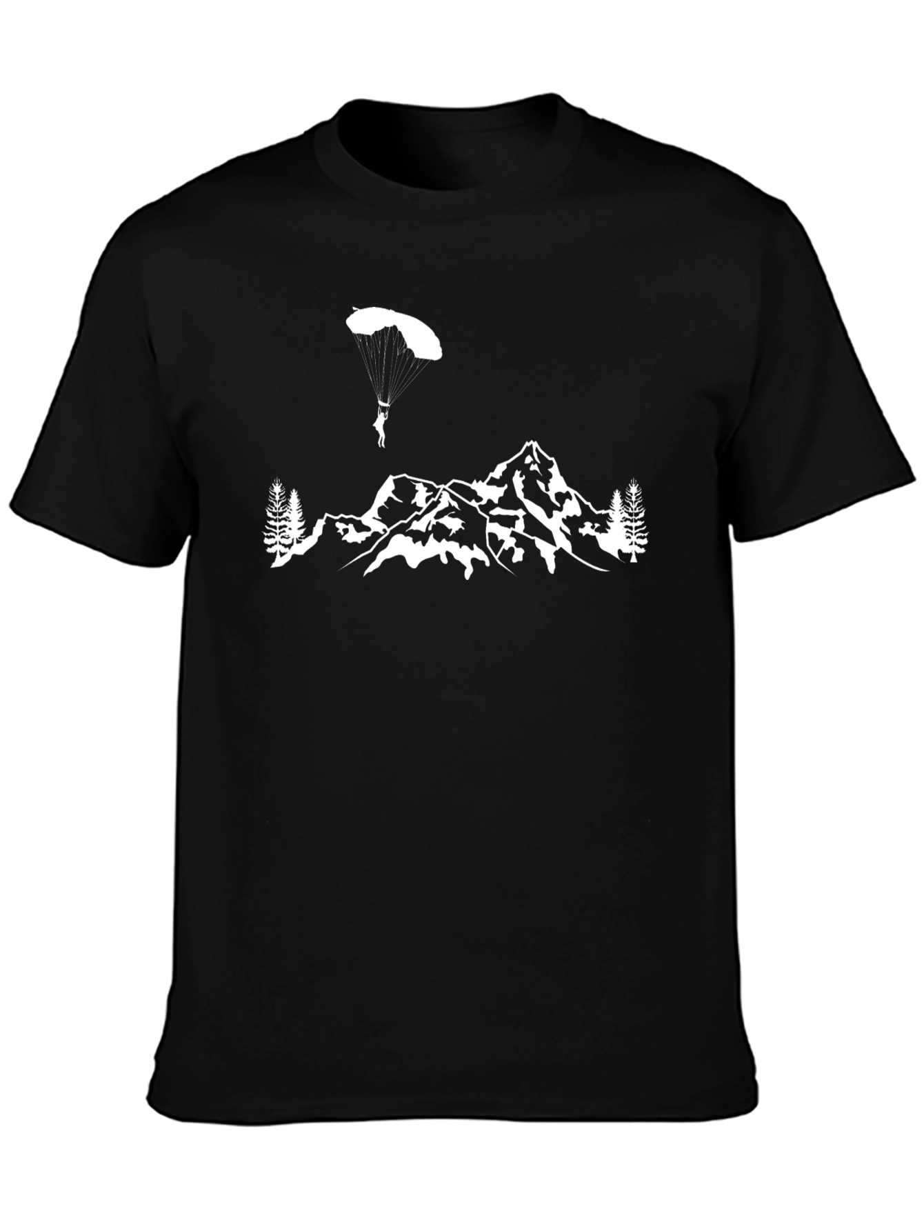 Parachute Mountain Graphic Tee - Black Cotton T-Shirt