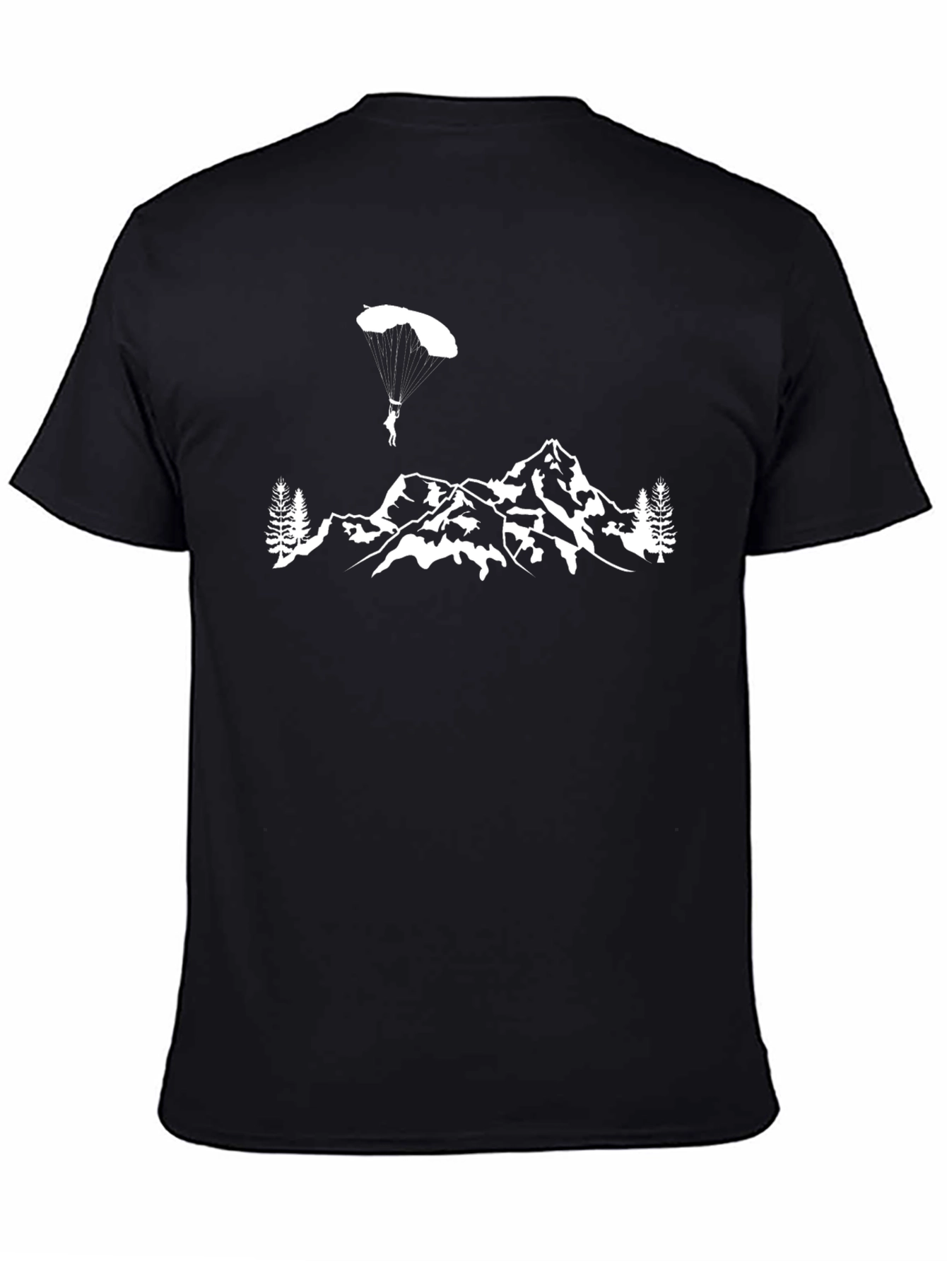 Parachute Mountain Graphic Tee - Black Cotton T-Shirt