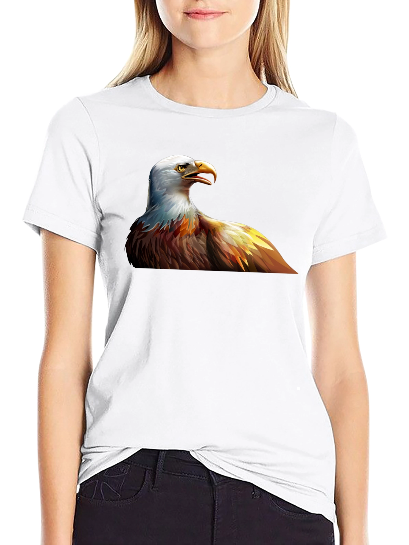 Bald Eagle Graphic Print Black T-Shirt