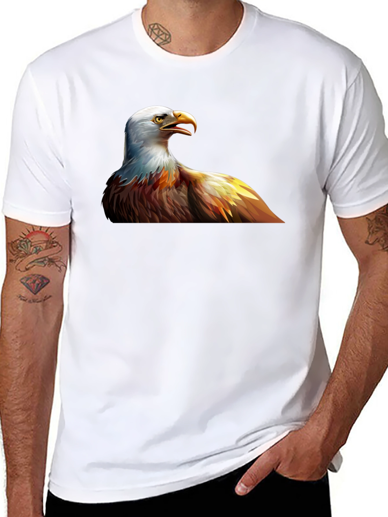 Bald Eagle Graphic Print Black T-Shirt
