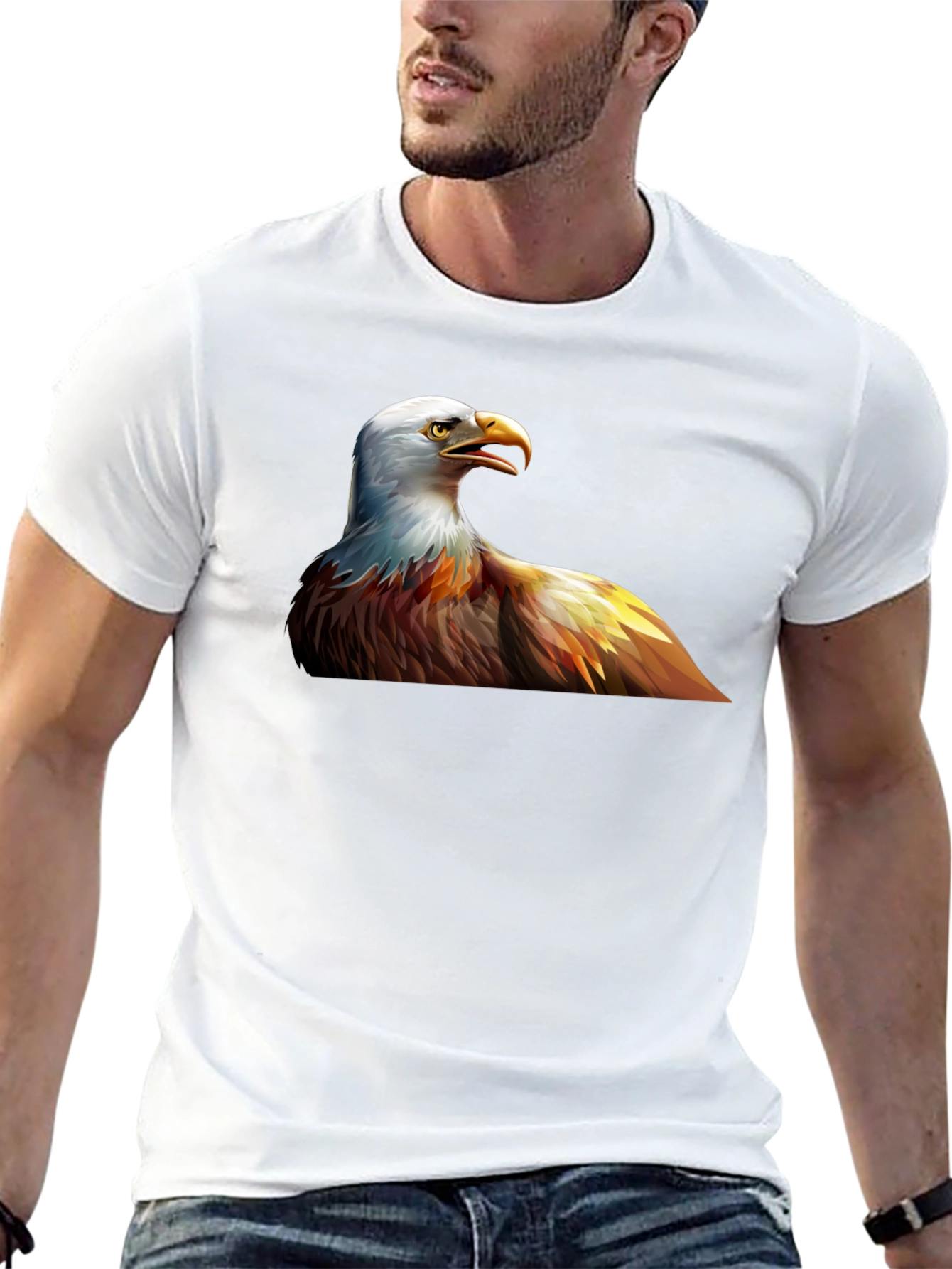 Bald Eagle Graphic Print Black T-Shirt