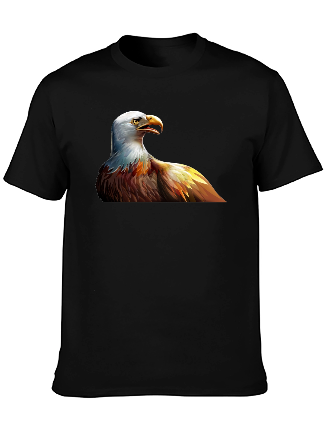 Bald Eagle Graphic Print Black T-Shirt