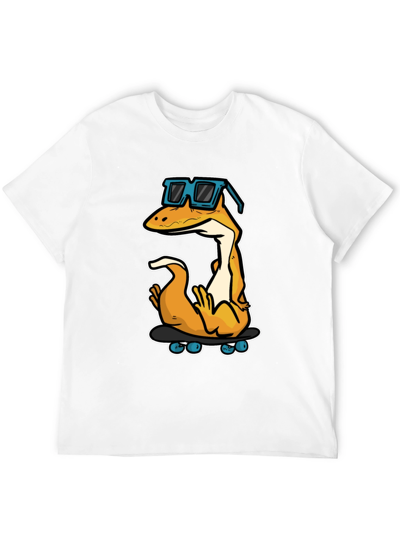 Cool Lizard Skateboard Graphic Tee - Black Cotton