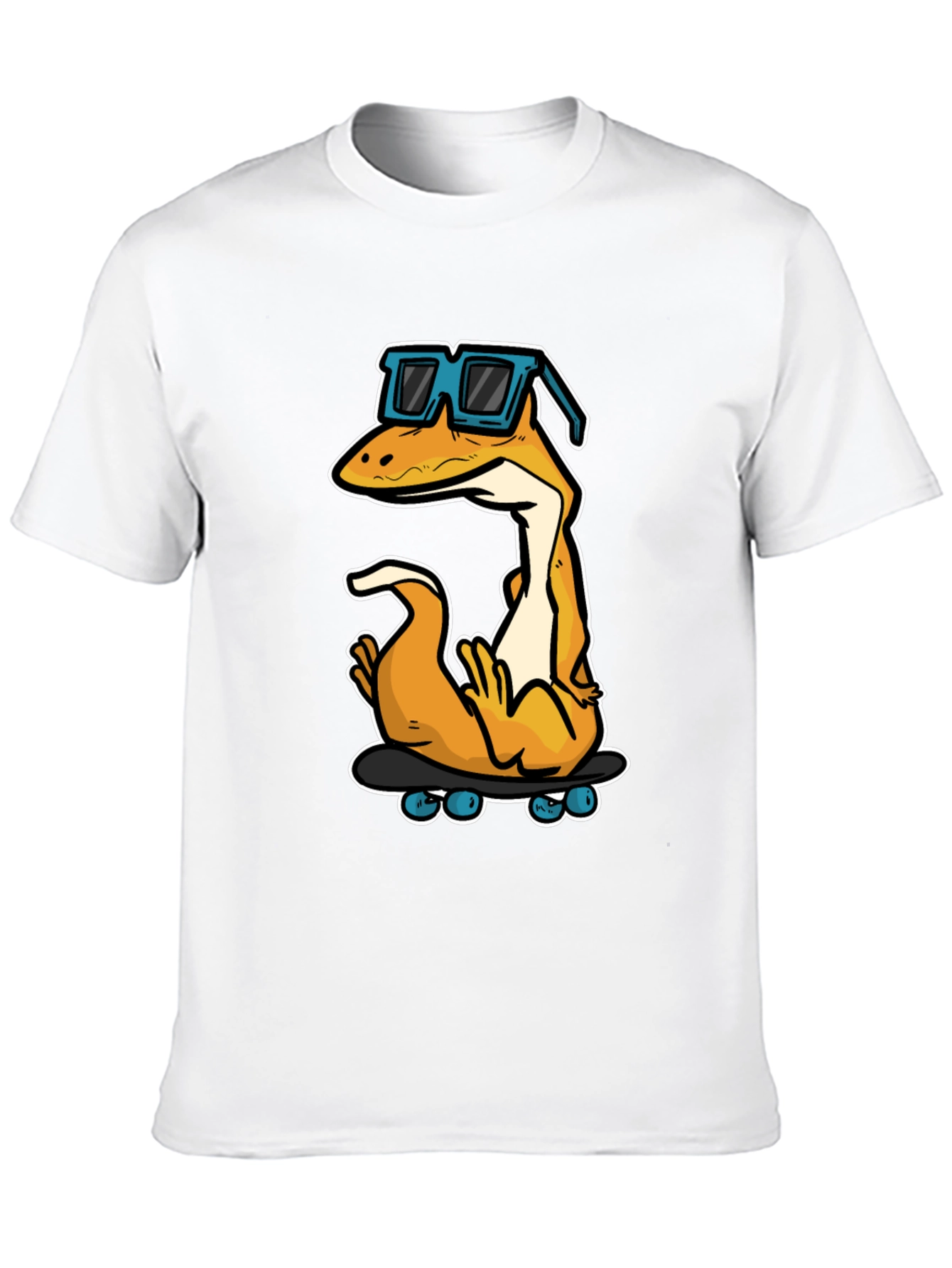 Cool Lizard Skateboard Graphic Tee - Black Cotton