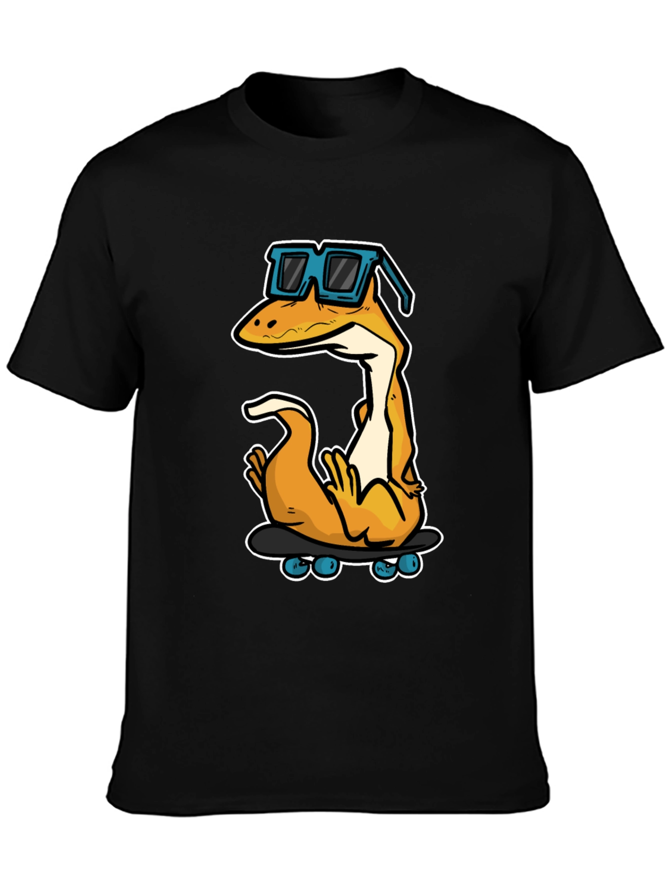 Cool Lizard Skateboard Graphic Tee - Black Cotton