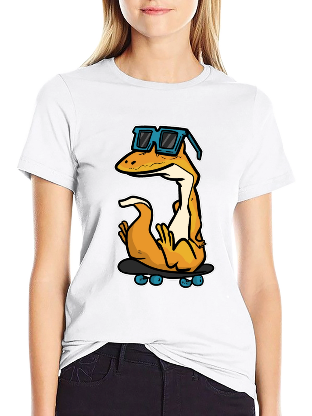 Cool Lizard Skateboard Graphic Tee - Black Cotton