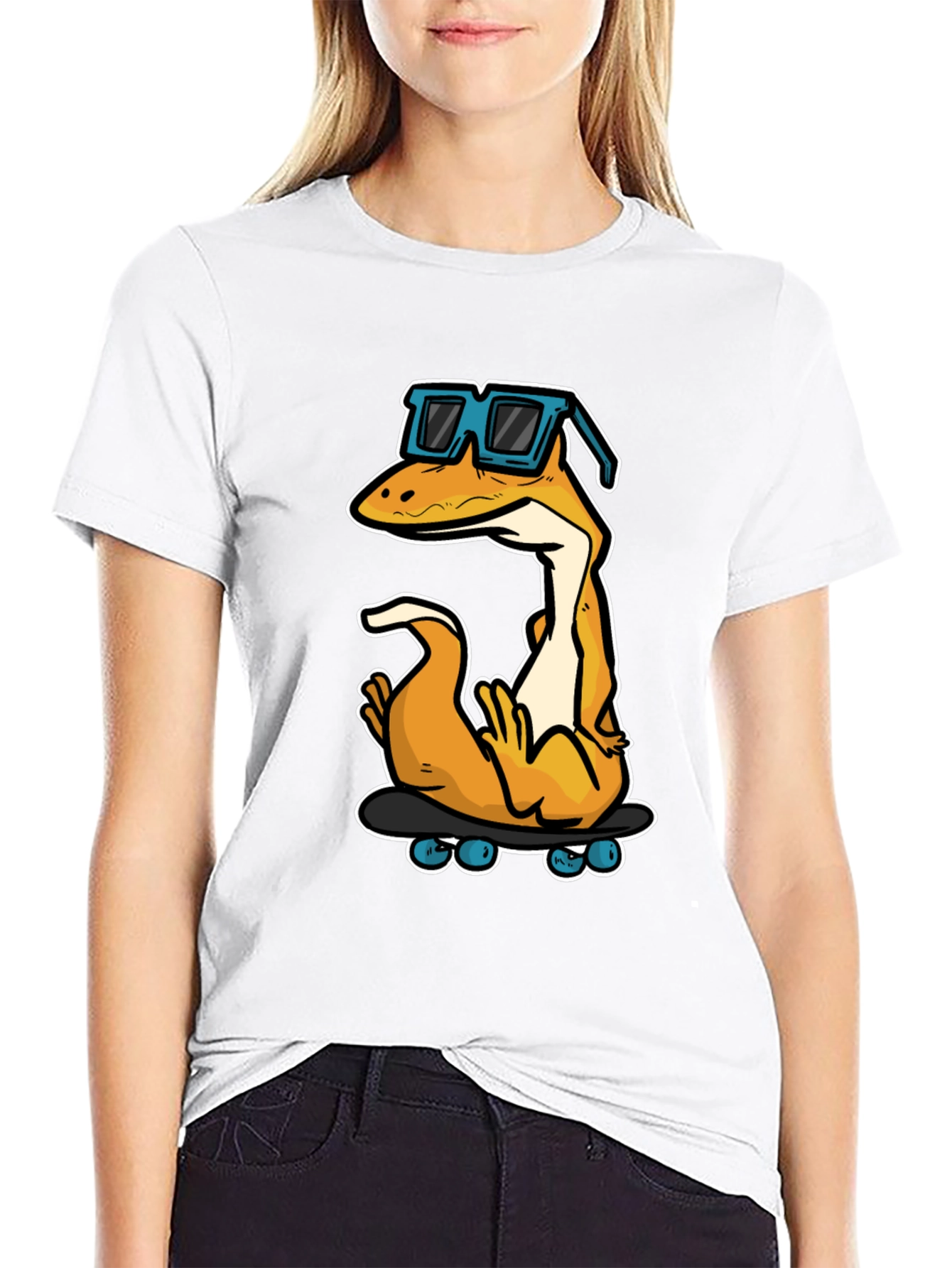 Cool Lizard Skateboard Graphic Tee - Black Cotton