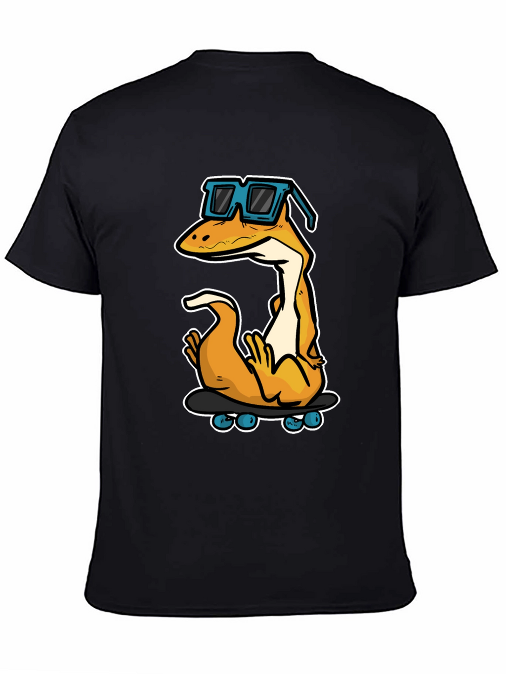 Cool Lizard Skateboard Graphic Tee - Black Cotton