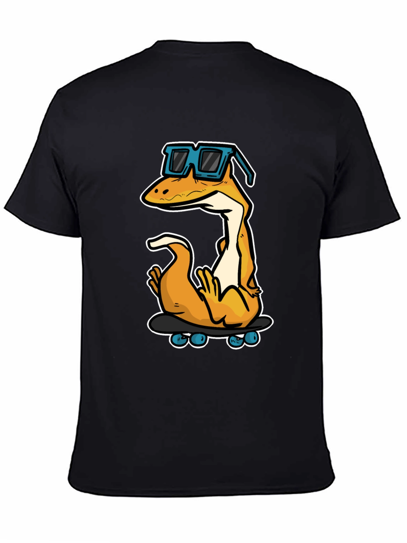 Cool Lizard Skateboard Graphic Tee - Black Cotton