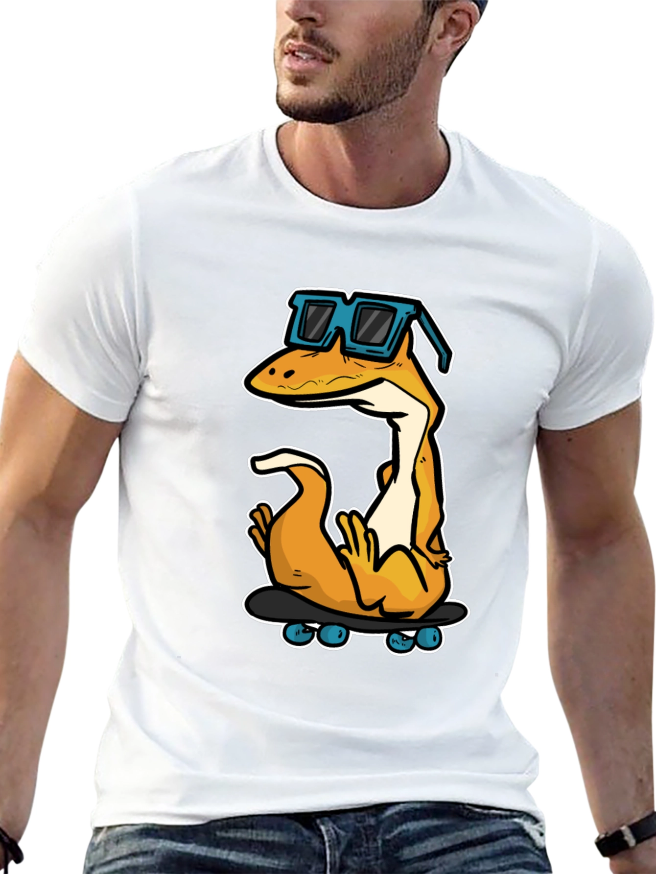 Cool Lizard Skateboard Graphic Tee - Black Cotton