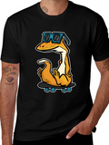 Cool Lizard Skateboard Graphic Tee - Black Cotton