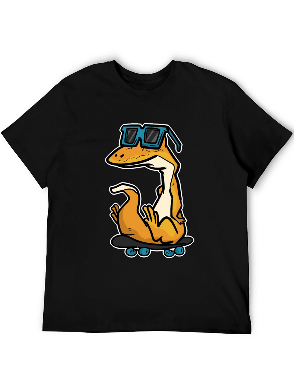 Cool Lizard Skateboard Graphic Tee - Black Cotton