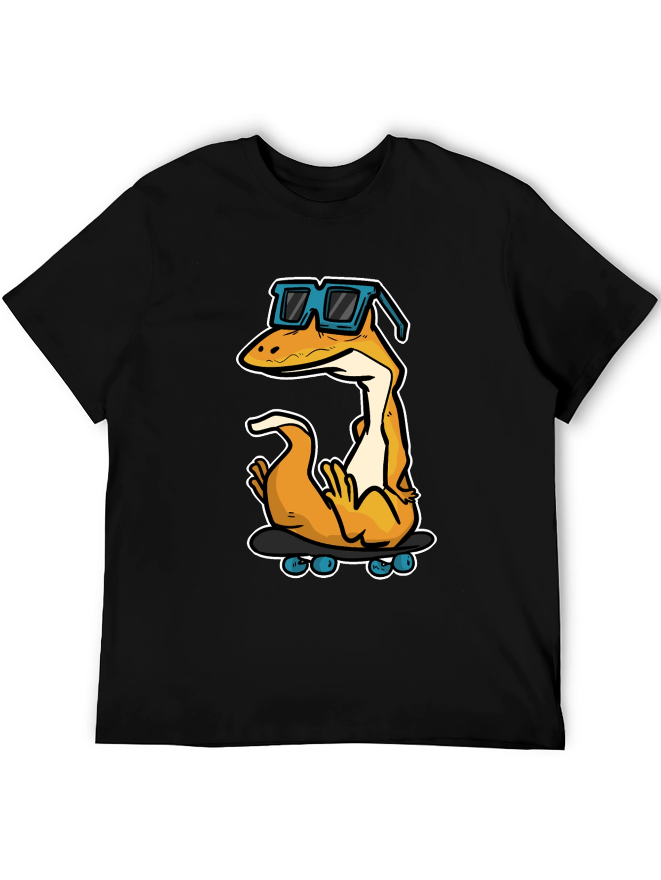 Cool Lizard Skateboard Graphic Tee - Black Cotton