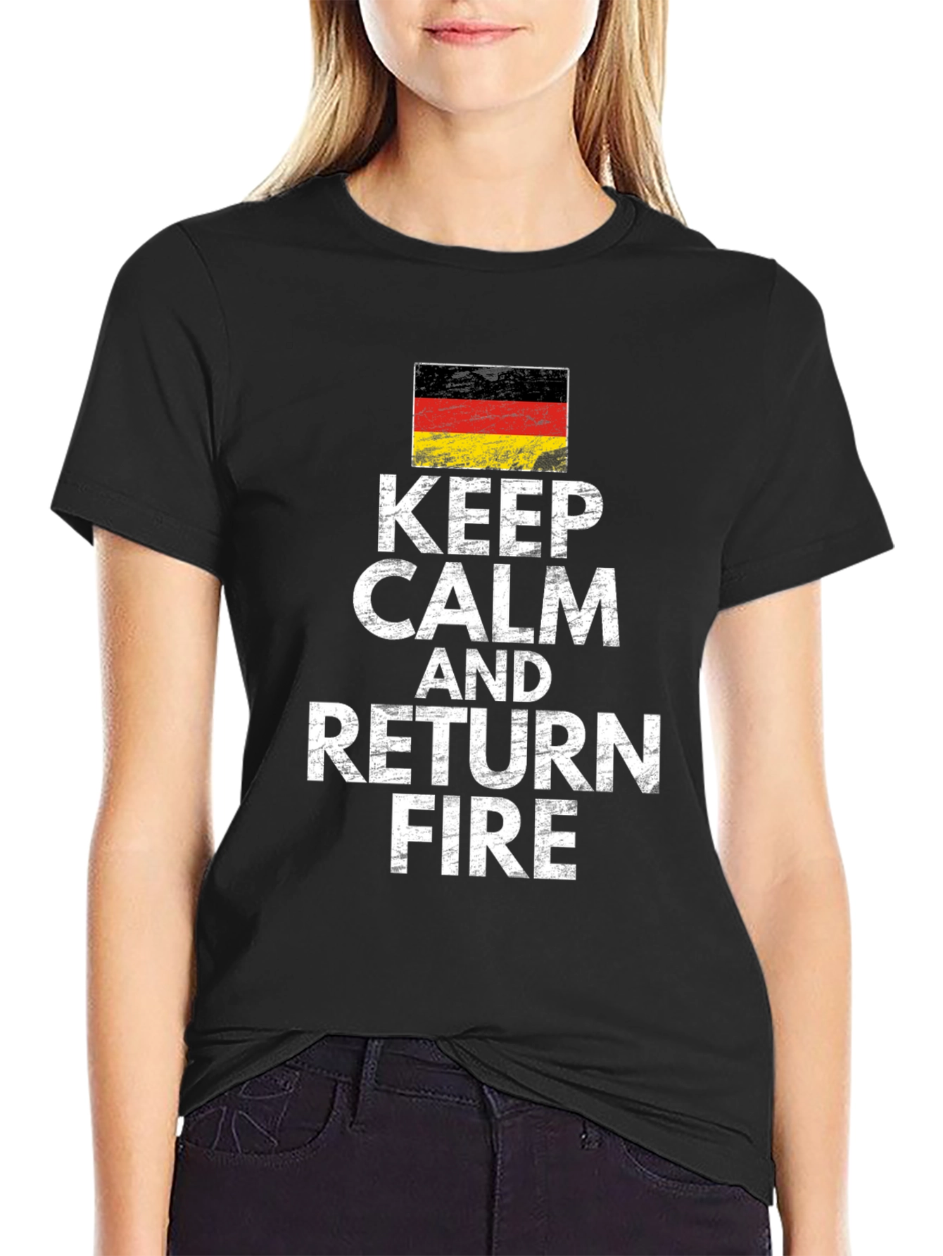 Keep Calm and Return Fire Germany Flag T-Shirt