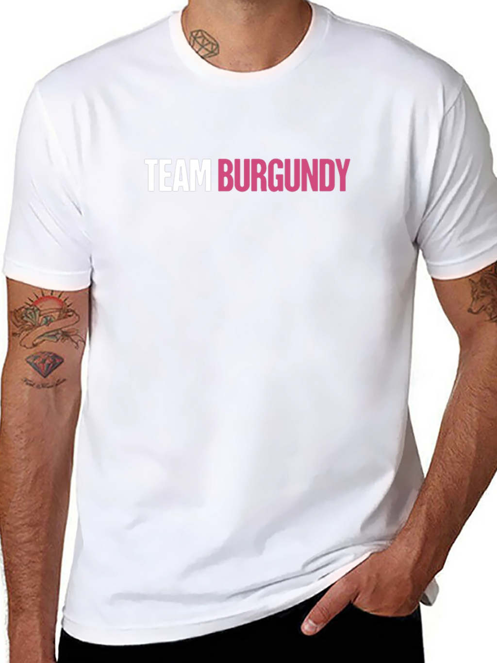 Team Burgundy Graphic Tee - Black Crew Neck Shirt