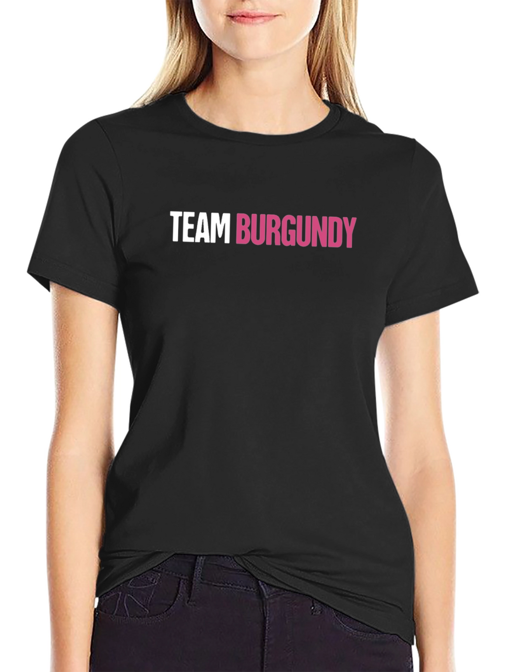 Team Burgundy Graphic Tee - Black Crew Neck Shirt