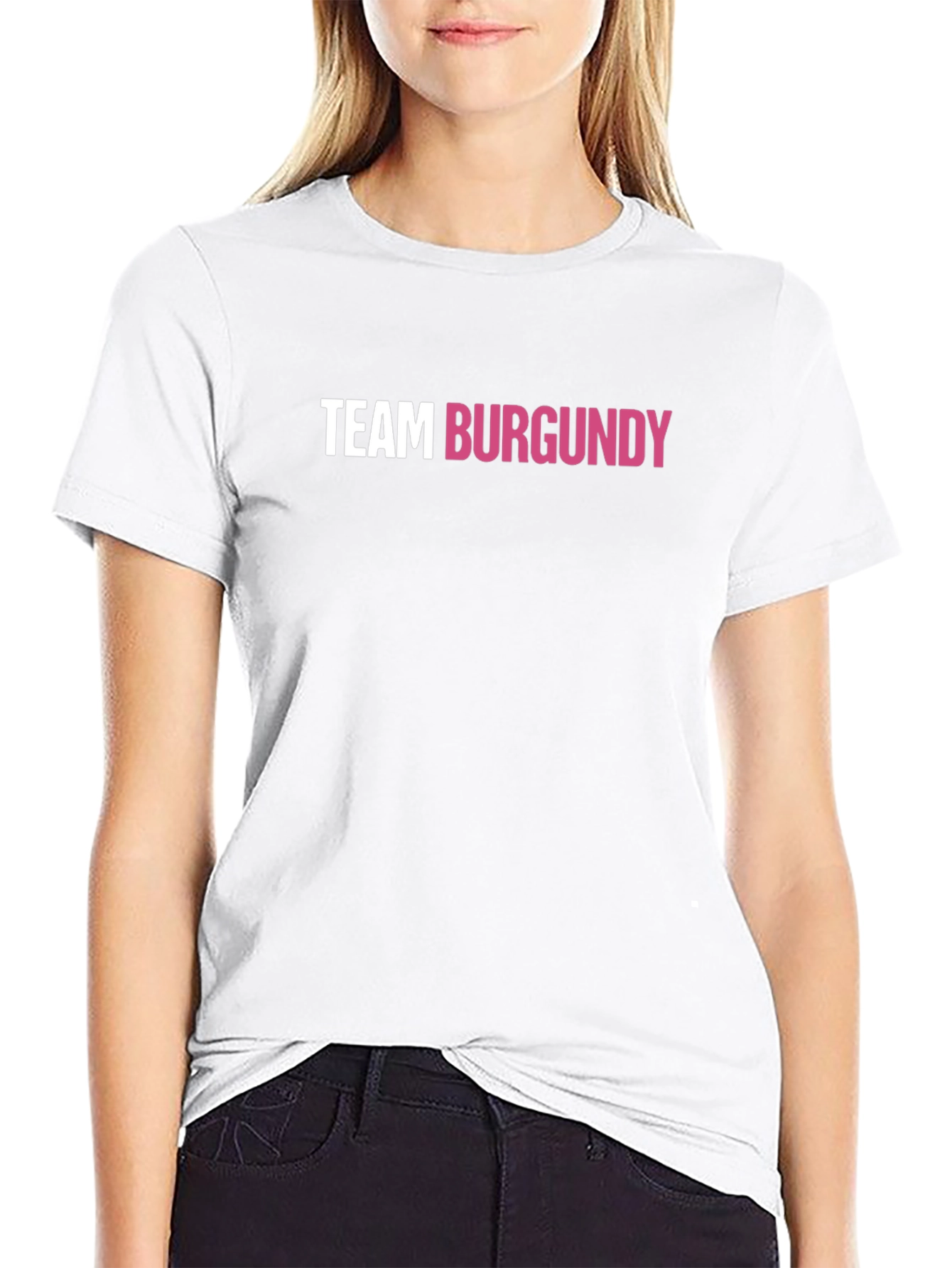 Team Burgundy Graphic Tee - Black Crew Neck Shirt