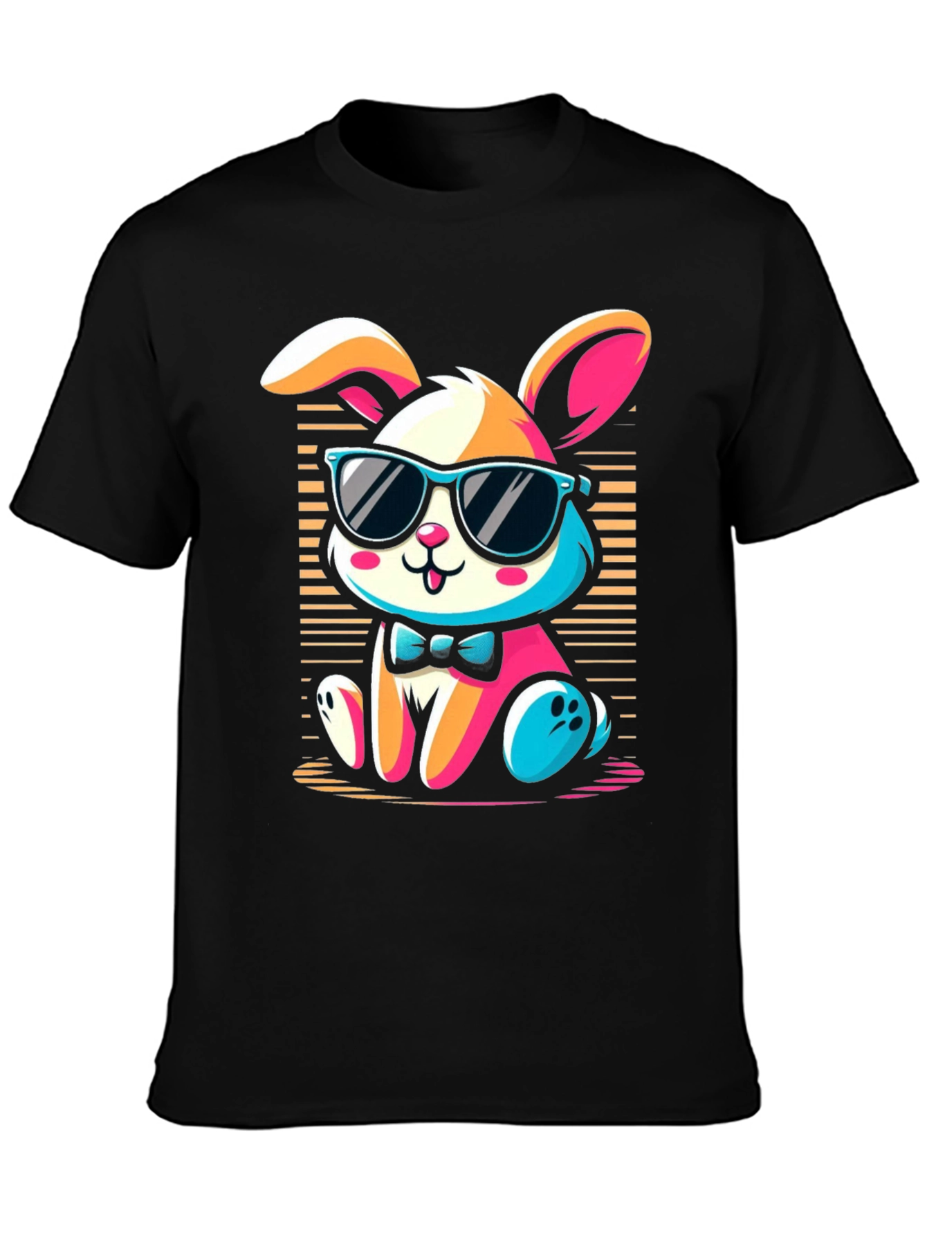 Cool Bunny Graphic Tee - Soft Black Cotton