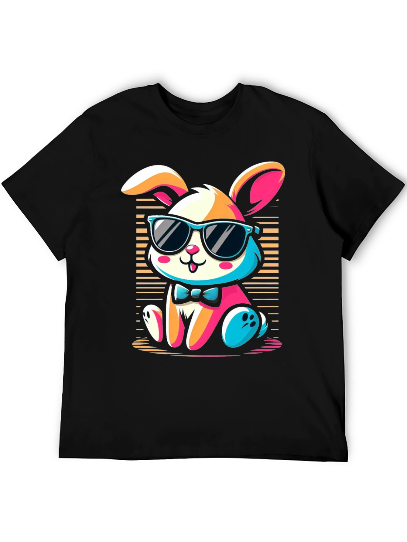 Cool Bunny Graphic Tee - Soft Black Cotton